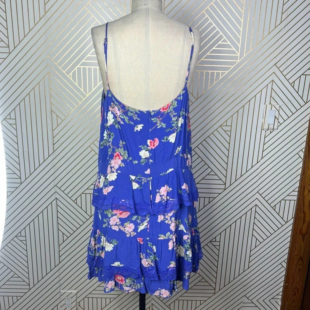 Lovers + Friends Teresa Floral Ruffle Mini Dress in Feeling Blue Size US XL - Picture 9 of 12